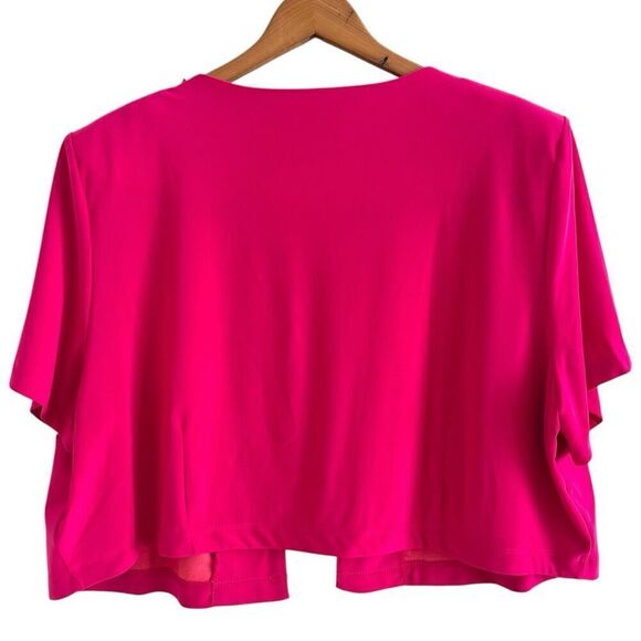 Vintage Julian Taylor Ruffled Shrug Cardigan Top 20W Hot Pink Feminine Open - Picture 2 of 13